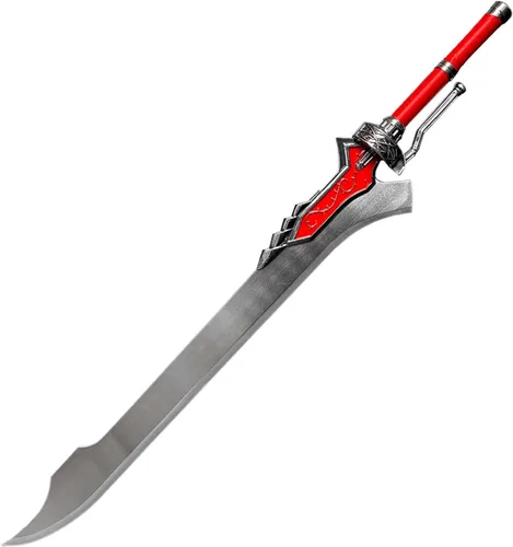 Vista 2 de Espada de fantasía antidemonio de Devil Cry Nero's Red Queen de 51 pulgadas con soporte de madera