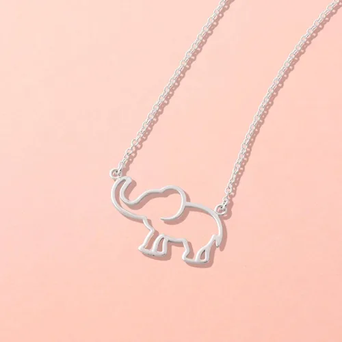 Vista 2 de Boma Jewelry - Collar con colgante de elefante abierto de plata de ley, 18.0in