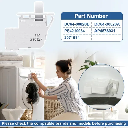 Vista 4 de DC64-00828B Interruptor de Puerta de Secadora Parte de Repuesto para Interruptor de Puerta de Secadora Samsung DC64-00828A PS4210964 2071594