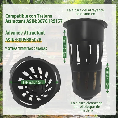 Vista 7 de Paquete de 6 Estaciones de Cebo de Monitoreo de Termitas, Compatible con Cebo de Termitas Trelona, Bloques de Madera Incluidos para Jardín, Granjas