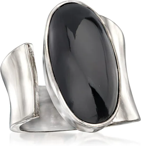 Vista 4 de Ross-Simons Anillo envolvente en plata de ley, Gema, Ónix