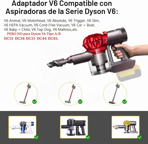 Vista 5 de Adaptador DW20V6 - Compatible con aspiradoras Dyson serie V6 y para batería de litio DeWalt 20V
