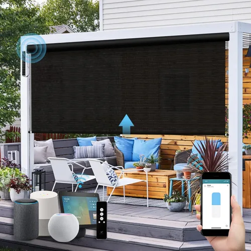 Vista 11 de SmartWings Persianas motorizadas para exteriores para patio, compatibles con materia, Homekit, Z-Wave, Alexa, Google, persianas enrollables