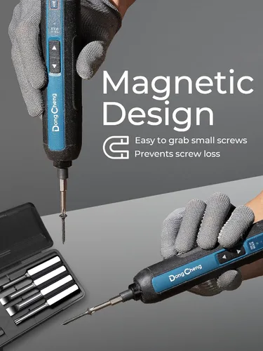 Vista 3 de DongCheng - Destornillador eléctrico inalámbrico de 4 V, destornillador recargable con batería de 2000 mAh con 3 ajustes de par de hasta 5 N.m, 300
