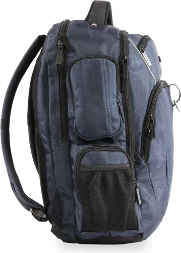Vista 7 de Perry Ellis - Mochila profesional de 9 bolsillos para ordenador portátil P350 Azul marinoflor y brillo PEBP350-NY