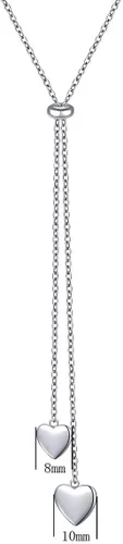 Vista 3 de YinShan Collar delicado de cadena larga, estilo simple, plata de ley 925, con dije de estrella de corazón y perla ajustable en forma de Y, joyería