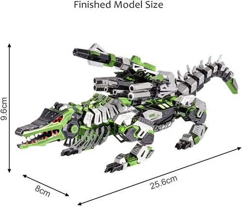 Vista 4 de Microworld Rompecabezas de metal 3D, The Marsh Gavial - Kit de construcción de modelo de cocodrilo mecánico, kit de construcción de animales