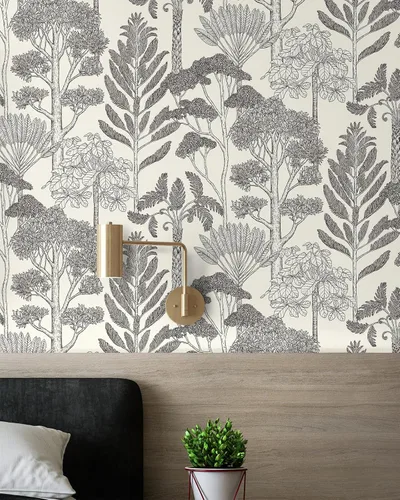 Vista 8 de Papel tapiz azul y blanco, moderno, para despegar y pegar, papel de contacto de árbol del bosque para gabinetes, papel adhesivo autoadhesivo