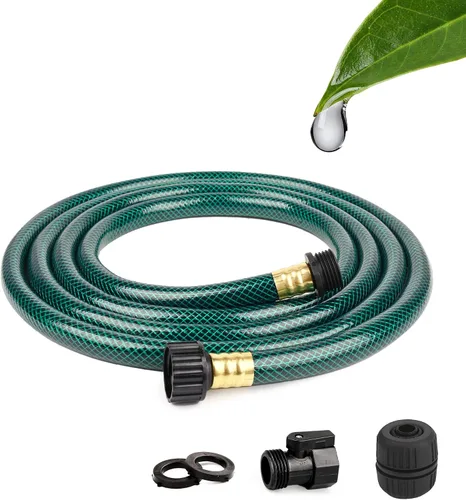 Vista 12 de Manguera de agua corta de 5/8 pulgadas: Manguera líder de PVC de 3 pies ligera y sin torceduras con accesorios de plástico para conexión de grifo a