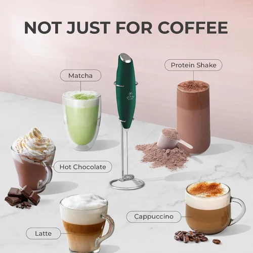 Vista 427 de Zulay Milk Boss Espumador de leche potente manual, hace espuma para latte, batidor para mezclar bebidas, café, miniespumador para capuchino, frappé