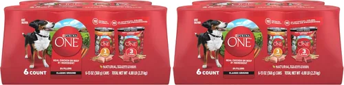 Vista 11 de Purina ONE - Paté natural, Paquete variado de comida húmeda enlatada para perros, SmartBlend Chicken Entree & Beef Entree - (6) latas de 13 oz.