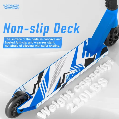 Vista 5 de VOKUL K1 Pro Stunt Trick Scooter para niños de 8 años en adelante, patinete de estilo libre para parque de patinaje en la calle para niños y niñas