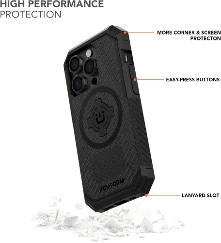 Vista 3 de Rokform - Funda resistente compatible con iPhone 14 Pro con doble imán y MagSafe + kit de 2 protectores de pantalla (transparente)