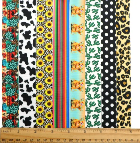 Vista 5 de David accessories Cinta de grogrén de hojas de 1 pulgada de ancho x 40 yardas en total, 8 rollos de 5 yardas para bricolaje hecho a mano, lazo
