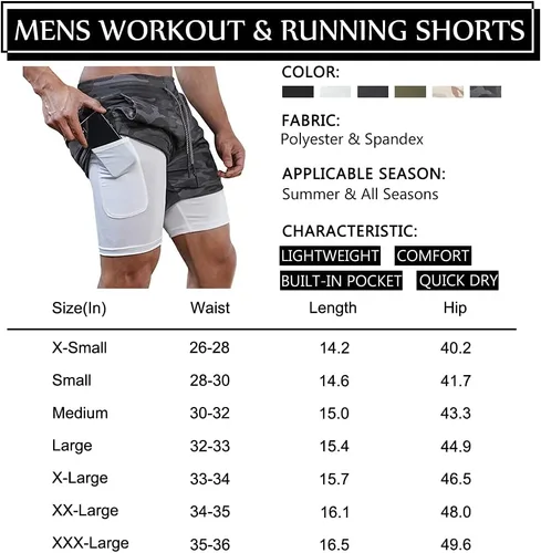 Vista 8 de DIOTSR Mens 2 in 1 Running Workout Shorts Lightweight Athletic Gym Shorts with Pockets