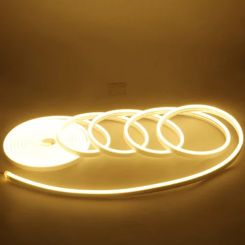 Vista 9 de DUOFU365 - Tira de luces LED neón blanca, DC 12V 600 LED SMD2835, tiras de luces LED de neón de cuerda mejoradas, flexibles e impermeables de 16.4