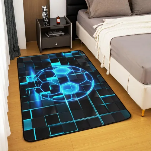 Vista 4 de Erosebridal Tapete de fútbol para interiores de 3 x 5 pulgadas, alfombra de fútbol neón para niños, adolescentes, hombres, brillantes, geométricas