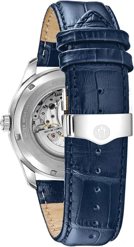 Vista 2 de Bulova Men's Classic Wilton 26-Jewel Automatic Leather Strap Watch, 40 Hour Power Reserve, Domed Sapphire Crystal, Exhibition Case Back, Luminous