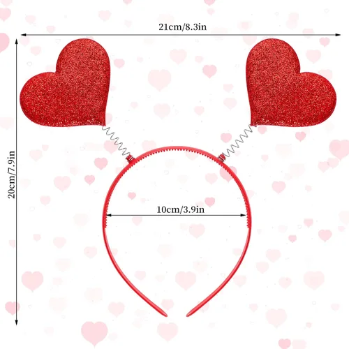 Vista 2 de Jmkcoz Diadema con forma de corazón para el día de San Valentín, lentes de sol con forma de corazón para San Valentín, fiesta, vacaciones, boda