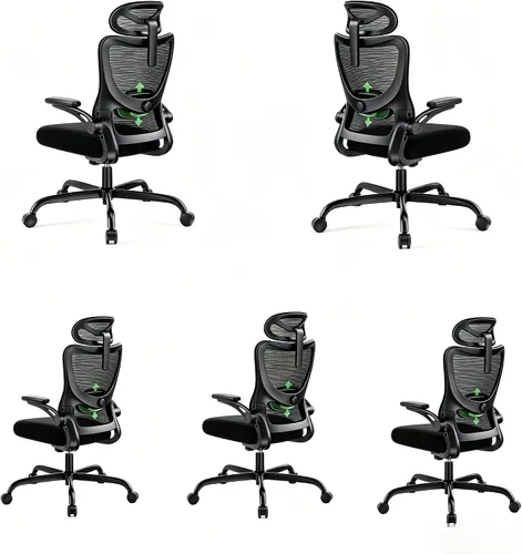 Vista 24 de Marsail - Silla ergonómica de oficina - Silla de escritorio con respaldo alto de malla y soporte lumbar ajustable, silla giratoria con ruedas