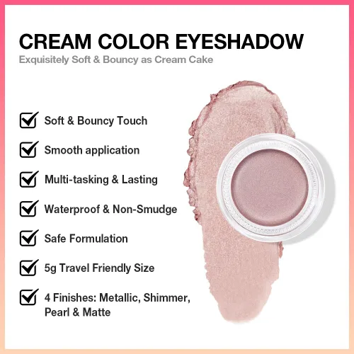 Vista 5 de evpct Paleta de maquillaje en pote de sombra de ojos en crema única para mujeres mayores, sombra de ojos de champán con shimmer, glitter metálico