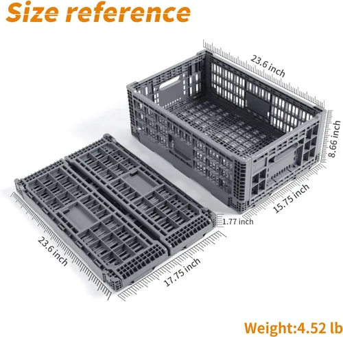 Vista 4 de Contenedor de almacenamiento plegable contene, caja de almacenamiento de plástico resistente de transferencia de 52 litros, cajas de leche