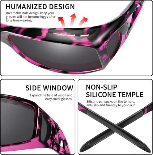 Vista 24 de Polarized Sunglasses Fit Over Glasses for Women Men with UV400 Protection Over Wrap Around Sun Glasses
