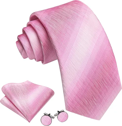 Vista 313 de Barry.Wang Juego de corbatas para hombre, corbata de seda a rayas, tejido a cuadros, gemelos formales, negocios, boda