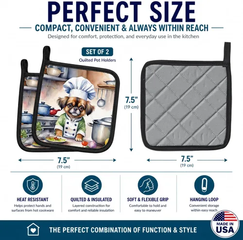 Vista 199 de Caroline's Treasures Havanese The Chef Par de Agarraderas para Ollas de Cocina Resistentes al Calor Juegos de Agarraderas para Ollas Almohadillas