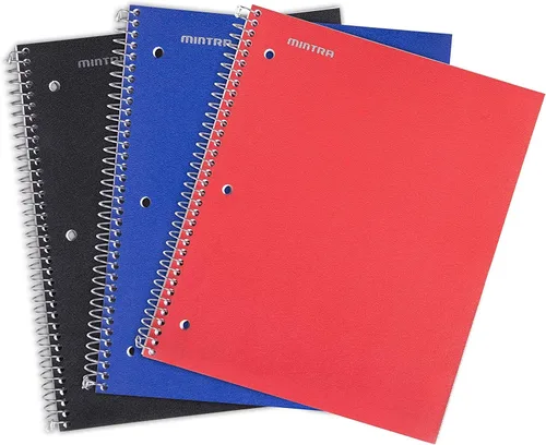 Vista 5 de Mintra Office Durable Spiral Notebook - 2 Subject (Junior Size 3pk (6.5in x 9.5in), Arctic Ice, Sun Yellow, Spring Pink)