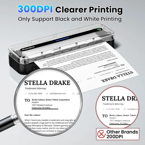 Vista 5 de Phomemo Impresoras Portátiles Inalámbricas para Viajes, M832 Impresora Térmica Bluetooth Sin Tinta Compatible con 8.5'' x 11'' Carta de EE.UU.