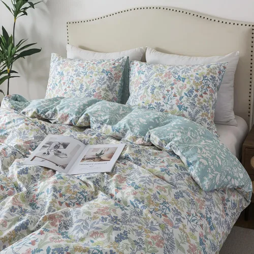 Vista 44 de HoneiLife Juegos de Fundas de Edredón Twin - Funda de Edredón Floral 100% Algodón, Juego de Ropa de Cama Transpirable de 2 Piezas con Cierre