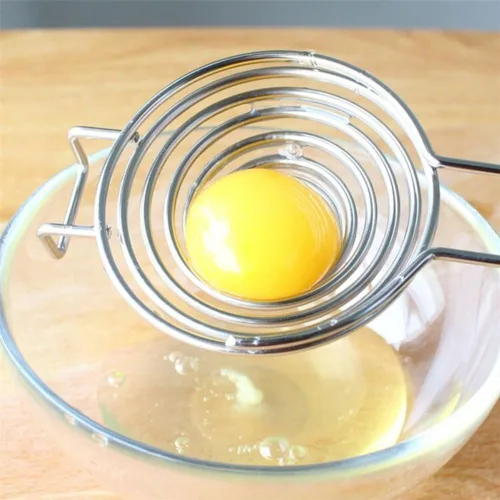 Vista 3 de Separador de huevos de plata, herramienta separadora de yema blanca, divisor de huevos de acero inoxidable de grado alimenticio, extractor