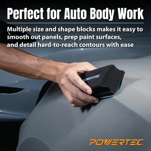 Vista 6 de POWERTEC 7-Piece PSA Sanding Block Kit, PE Foam (72560) Includes Assorted Profiles for Flat, Curved & Detailed Sanding, Compatible with PSA