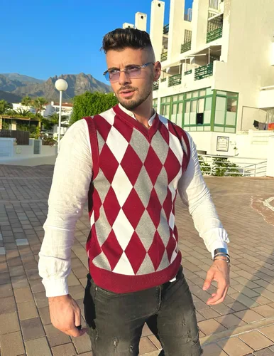 Vista 3 de COOFANDY Men's Sleeveless V Neck Pullover Sweater Slim Fit Casual Argyle Vest Sweaters