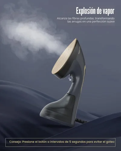 Vista 3 de BEAUTURAL Vaporizador para ropa, vapor y plancha 2 en 1, potente removedor de arrugas de tela portátil de 1200 W con vapor de ráfaga, placa térmica