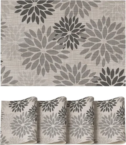 Vista 38 de Artoid Mode - Juego de 4 manteles individuales de vinilo con diseño floral, resistentes al calor, lavables, antideslizantes, de PVC, para decoración