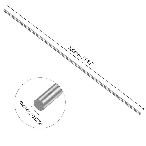 Vista 2 de uxcell 2 piezas varillas de metal redondas de acero, 2 mm x 200 mm de acero de alta velocidad (HSS) barra de torno herramienta, para eje engranaje