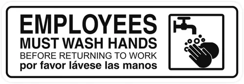 Vista 46 de Standard Employees Must Wash Hands - Letrero para puerta/pared, color negro, pequeño