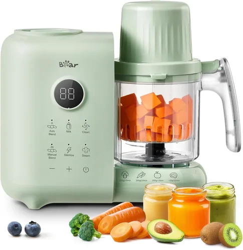 Vista 10 de Bear Vaporizador y licuadora de alimentos para bebés con cestas de vapor de Blanco