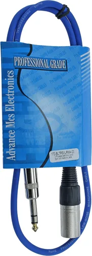 Vista 2 de Cable Patch de Audio Pro XLR macho TRS de 1/4 pulgadas a 3 pines equilibrado y blindado (3 pies de largo, azul)