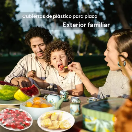 Vista 4 de 200 fundas elásticas de plástico reutilizables para tazones, fundas de almacenamiento de alimentos con fundas elásticas para tazones para sobras