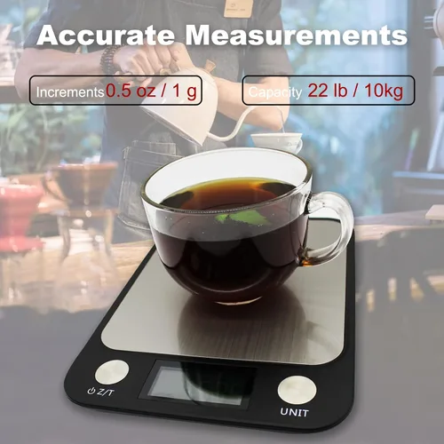 Vista 4 de Báscula de cocina de alimentos, báscula digital de 22.0 lbs y 22 libras, impermeable, gramos y onzas para pérdida de peso, hornear, cocinar