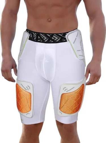 Vista 13 de Exxact Sports Gladiator - Faja de fútbol para adultos de 5 almohadillas para hombres con cadera, muslos, almohadillas para coxis, pantalones cortos