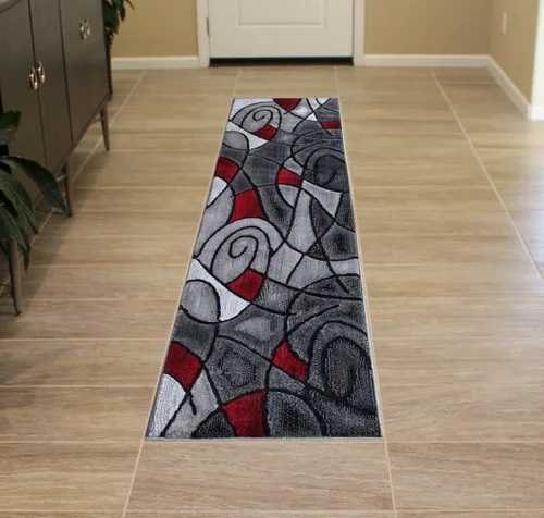 Vista 11 de Masada Rugs, Alfombra moderna y contemporánea, azul, gris y negro (2 pies x 3 pies)
