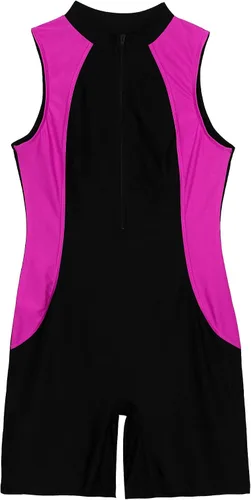 Vista 4 de Traje de baño con cremallera frontal para mujer, traje de baño atlético, surf, pantalones cortos