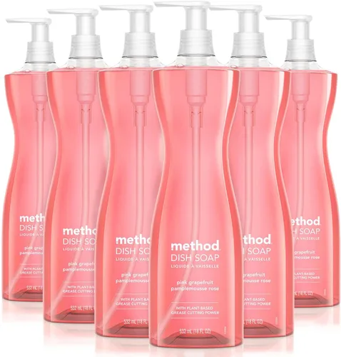 Vista 19 de Method Jabón de gel para platos, aroma a clementina, resistente a la grasa y alimentos pegados, fórmula libre de crueldad, fabricado con plástico