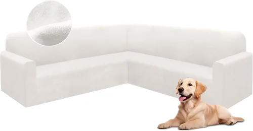 Vista 32 de HDCAXKJ Fundas de sofá seccional de esquina de terciopelo elástico en forma de L, juego de fundas deslizantes suaves y gruesas en forma de U