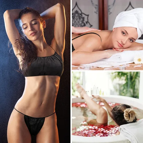 Vista 5 de SATINIOR Juego de 200 piezas de ropa interior y braga desechables para mujer, tangas de belleza, desechables, para spa, salón, ropa