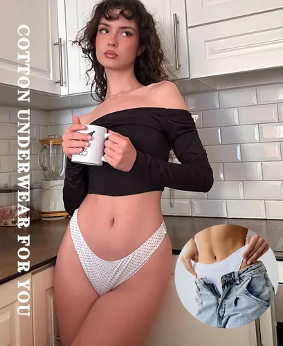 Vista 2 de Knowyou Ropa interior de algodón para mujer, bragas atrevidas para mujer, lindas bragas elásticas transpirables para mujer, paquete de 6